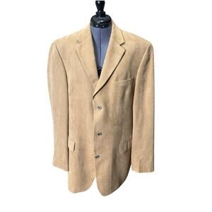 Andrew Fezza Tan Men’s Blazer 3 Button Front Size 42L Sport Coat